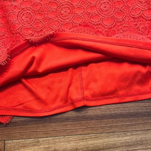 Laundry By Shelli Segal Womens Red Short Sleeve Overlay Sheath Lace Dress Size 4 - Picture 3 of 10
